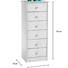 Cômoda Organizadora Madeira 6 Gavetas Rondo - Branco