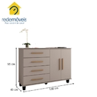 Cômoda Organizadora Quarto 4 Gavetas 2 Portas Gianduia- Rede