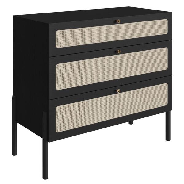 Cômoda Oslo Cor Nero Base Madeira Preta