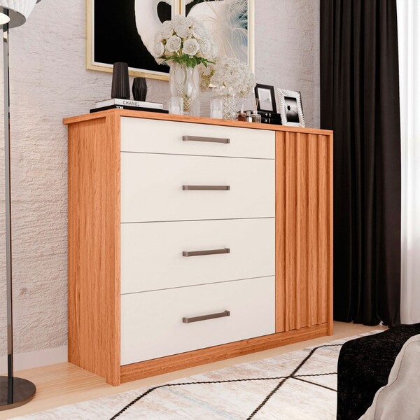 Cômoda Palacius 1 Porta 4 Gavetas Freijo/off White - Caemmun