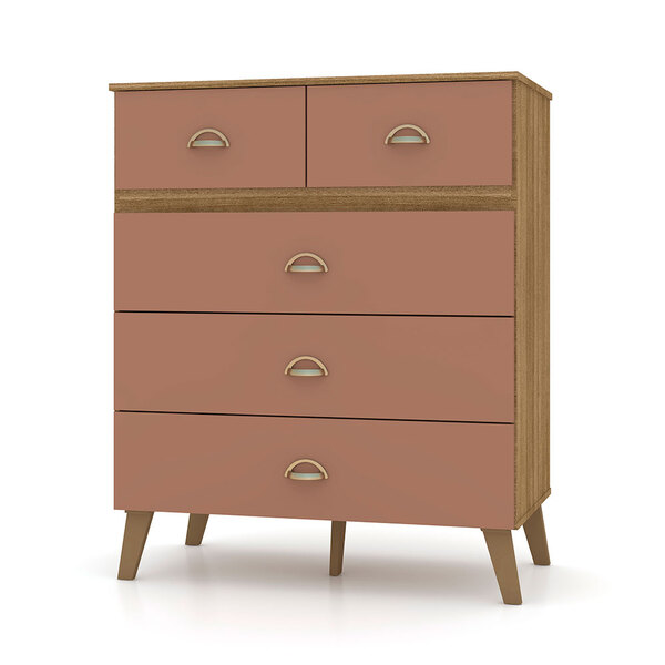 Cômoda Para Quarto 05 Gavetas Milão Nature/camarim - Pallazio