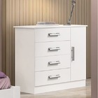 Cômoda Para Quarto 1 Porta 4 Gavetas - Firenze-branco - Móvei