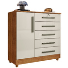 Cômoda Para Quarto 1 Porta 5 Gavetas Vitória Cedro Areia - Sa