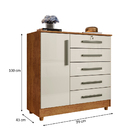 Cômoda Para Quarto 1 Porta 5 Gavetas Vitória Cedro Areia - Sa