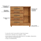 Cômoda Para Quarto 1 Porta 5 Gavetas Vitória Cedro - Saga Dec