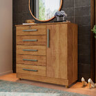 Cômoda Para Quarto 1 Porta 5 Gavetas Vitória Cedro - Saga Dec