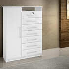 Cômoda Para Quarto 1 Porta 7 Gavetas - Safira-branco - Móveis