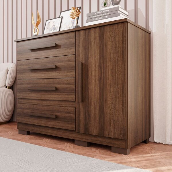 Cômoda Para Quarto 1 Portas 4 Gavetas Pérola Expresso Móveis