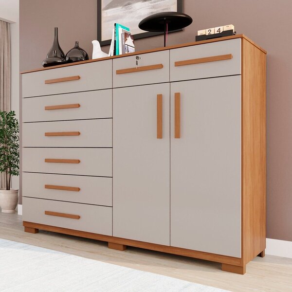 Cômoda Para Quarto 2 Portas 8 Gavetas Esmeralda Expresso Móve