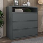 Cômoda Para Quarto 3 Gavetas Mdf Gales Grafito