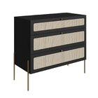 Cômoda Para Quarto 3 Gavetas Oslo Nero/dourado