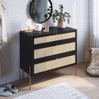 Cômoda Para Quarto 3 Gavetas Oslo Nero/dourado