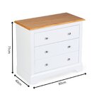 Cômoda Para Quarto 3 Gavetas Tampo De Madeira Maciça Louise M