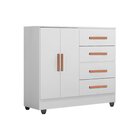 Cômoda Para Quarto 4 Gavetas 02 Portas Com Pés Lite Branco