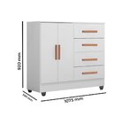 Cômoda Para Quarto 4 Gavetas 02 Portas Com Pés Lite Branco