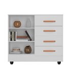 Cômoda Para Quarto 4 Gavetas 02 Portas Com Pés Lite Branco