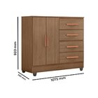 Cômoda Para Quarto 4 Gavetas 02 Portas Com Pés Lite Carvalho