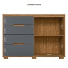 Cômoda Para Quarto 4 Gavetas 2 Portas 147cm Texas Freijó/cinza