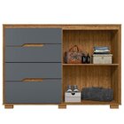 Cômoda Para Quarto 4 Gavetas 2 Portas 147cm Texas Freijó/cinza