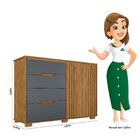 Cômoda Para Quarto 4 Gavetas 2 Portas 147cm Texas Freijó/cinza