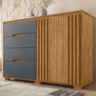 Cômoda Para Quarto 4 Gavetas 2 Portas 147cm Texas Freijó/cinza