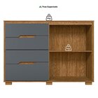 Cômoda Para Quarto 4 Gavetas 2 Portas 147cm Texas Freijó/cinza