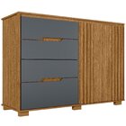 Cômoda Para Quarto 4 Gavetas 2 Portas 147cm Texas Freijó/cinza