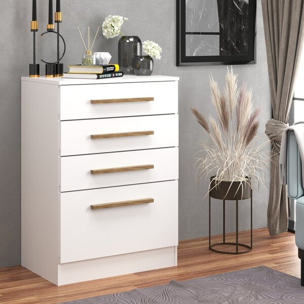 Cômoda Para Quarto 4 Gavetas 60x86x40 Branco