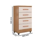 Cômoda Para Quarto 4 Gavetas Com Pés Lite Nature/off White