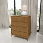 Cômoda Para Quarto 4 Gavetas Com Puxador Em Cava Prata Freijó