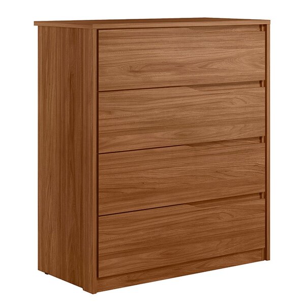 Cômoda Para Quarto 4 Gavetas Com Puxadores Usinados Aria Nogu