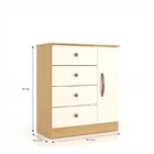 Cômoda Para Quarto 4 Gavetas E 1 Porta Lisboa Canary/off White