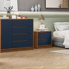 Cômoda Para Quarto 4 Gavetas E 1 Porta Mdf R260 Canela/azul
