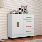 Cômoda Para Quarto 4 Gavetas E 2 Portas Lite Branco