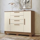 Cômoda Para Quarto 4 Gavetas E 2 Portas Pinhais Jatobá/areia