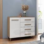 Cômoda Para Quarto 4 Gavetas E Porta Verona Nogueira/branco -