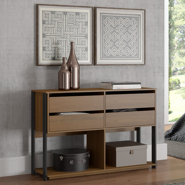 Cômoda Para Quarto 4 Gavetas Estilo Industrial Bacco Mdp Carv