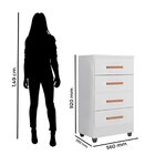 Cômoda Para Quarto 4 Gavetas Lisa Mdp Branco