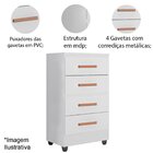 Cômoda Para Quarto 4 Gavetas Lisa Mdp Branco