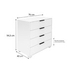 Cômoda Para Quarto 4 Gavetas Mdf Altezza Branco