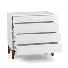 Cômoda Para Quarto 4 Gavetas Mdf Fresh Branco / Imbuia