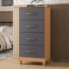 Cômoda Para Quarto 4 Gavetas Mobi 105x50x40 Cm Freijó/titanium