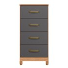 Cômoda Para Quarto 4 Gavetas Mobi 105x50x40 Cm Freijó/titanium