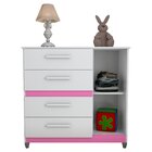 Cômoda Para Quarto 4 Gavetas New Julia Branco/rosa/azul