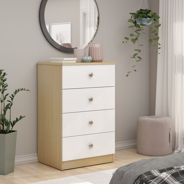 Cômoda Para Quarto 4 Gavetas Savana/branco