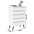 Cômoda Para Quarto 5 Gavetas Branco Nina E J