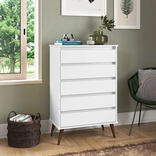 Cômoda Para Quarto 5 Gavetas Branco Nina E J