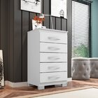 Cômoda Para Quarto 5 Gavetas Clássico Itapema Branco