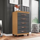 Cômoda Para Quarto 5 Gavetas Com Pés Cannes  Carvalho America