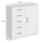 Cômoda Para Quarto 5 Gavetas E 1 Porta Miami Branco